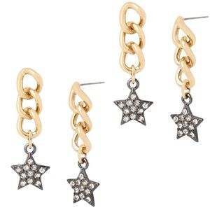 New With Tags Set of 2 Betsey Johnson Star Drop Statement Earrings Bundle NWT
